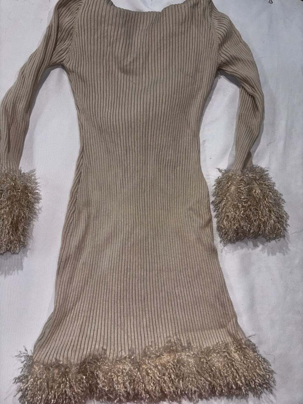 Fashion Nova Sweater Dress Shag Trim